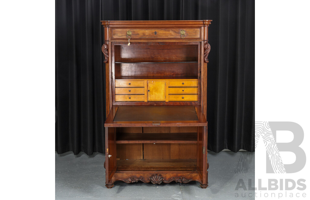 Early Victorian Walnut Secretaire
