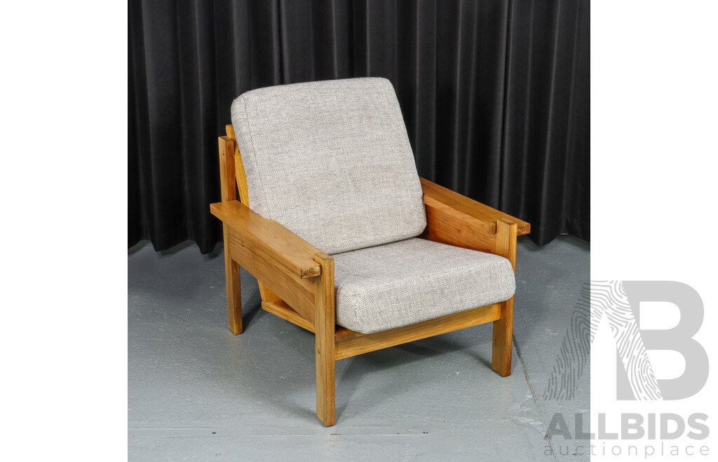 Vintage Timber Framed Armchair with Removable Cushions