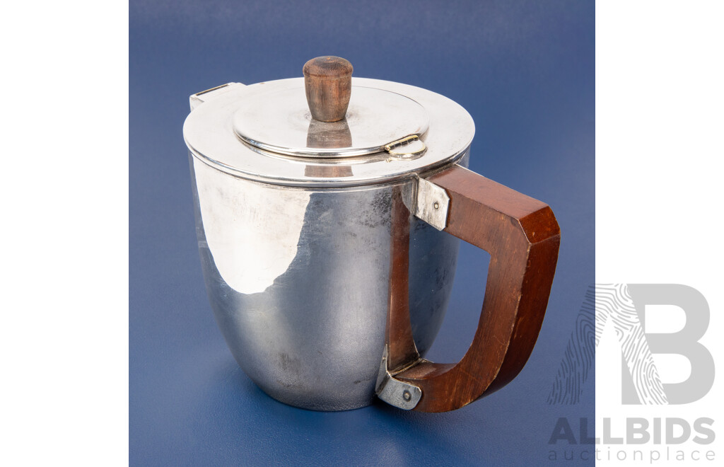 Art Deco Silver Plate Teapot with Stylised Timber Handle