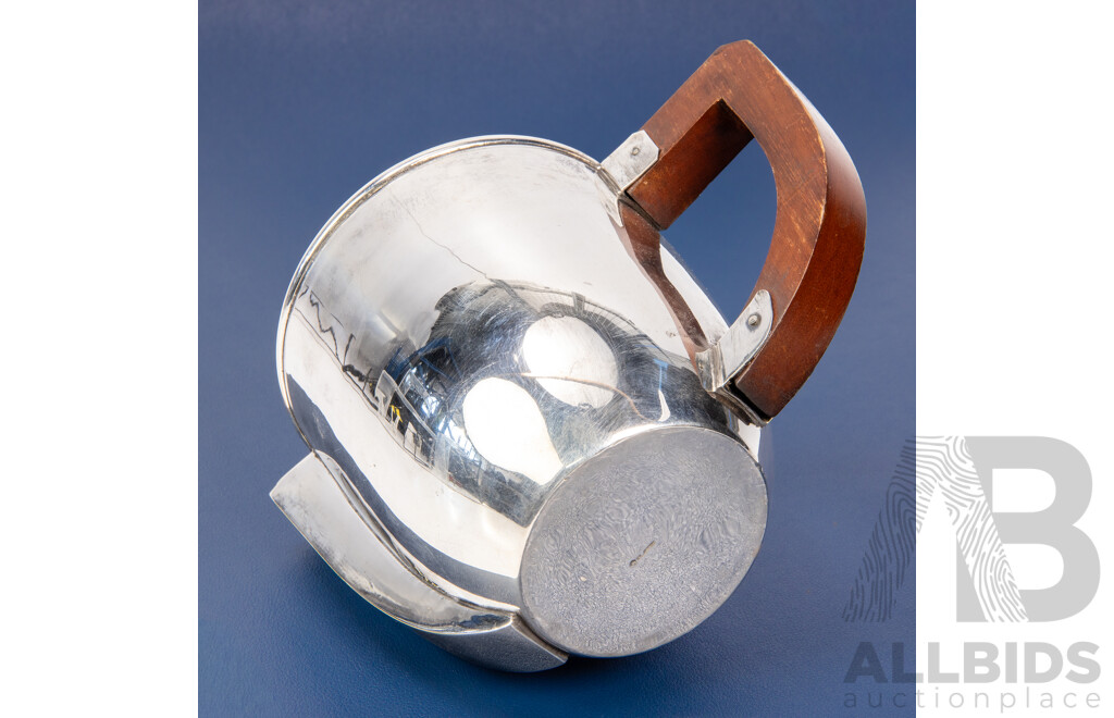 Art Deco Silver Plate Teapot with Stylised Timber Handle