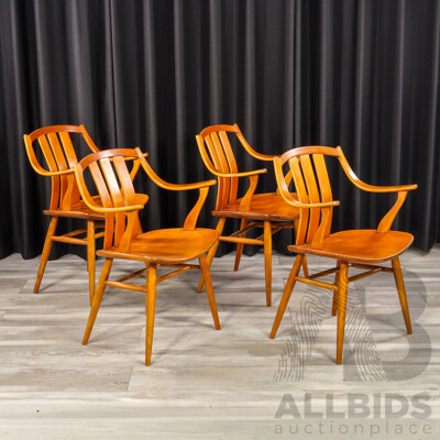 Good Set of Four Vintage Teak Carvers by Alfred Sand Møbelfabrikk Flekkefjord