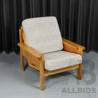 Vintage Timber Framed Armchair with Removable Cushions