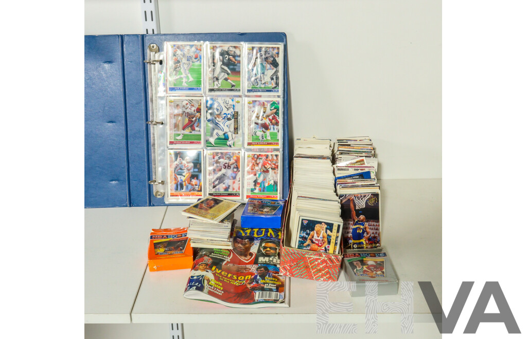 Large Collection of Early 1990's NBA, NBL, NFL Collector Cards Including Skybox, Fleer, Hoops, Upper Deck, Futera