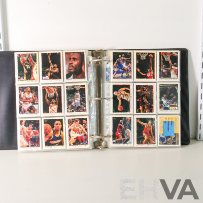 Album of Topps 1993/95 NBA Collector Cards Including Micheal Jordan, Charles Barkley, John Stockton, Karl Malone, Clyde Drexler, Hakeem Olajuwon, Shawn Kemp, David Robinson, Isiah Thomas, Shaq, Chris Webber and More