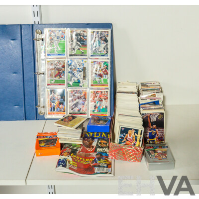Large Collection of Early 1990's NBA, NBL, NFL Collector Cards Including Skybox, Fleer, Hoops, Upper Deck, Futera