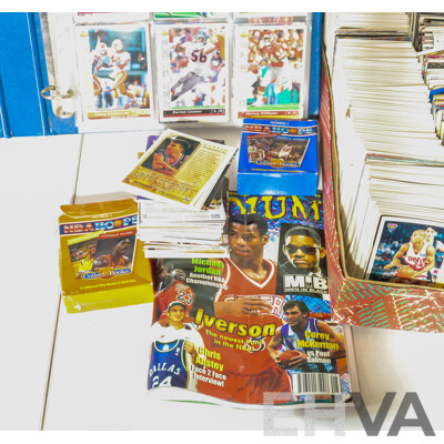 Large Collection of Early 1990's NBA, NBL, NFL Collector Cards Including Skybox, Fleer, Hoops, Upper Deck, Futera