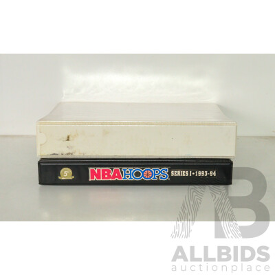 Two Albums of 1993/94 NBA Hoops and Upper Deck Collector Cards Including Dennis Robinson, Charles Barkley, Alonzo Mourning, Chris Webber, Scottie Pippen, Anfernee Hardaway, Dominique Wilkins, Joe Dumas, Dikembe Mutombo, Latrell Sprewell and More