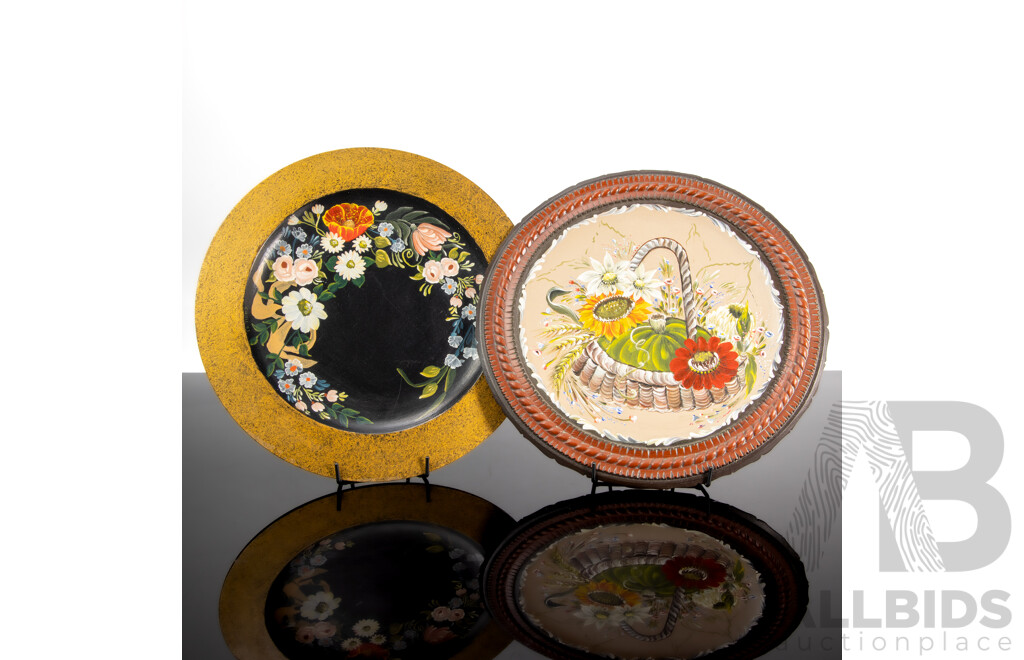 Set of Painted Wooden Plates