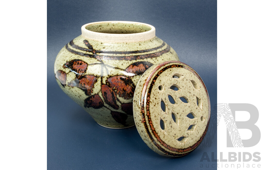 Australian Studio Pottery Lidded Potpourri Jar by Tom Nestor