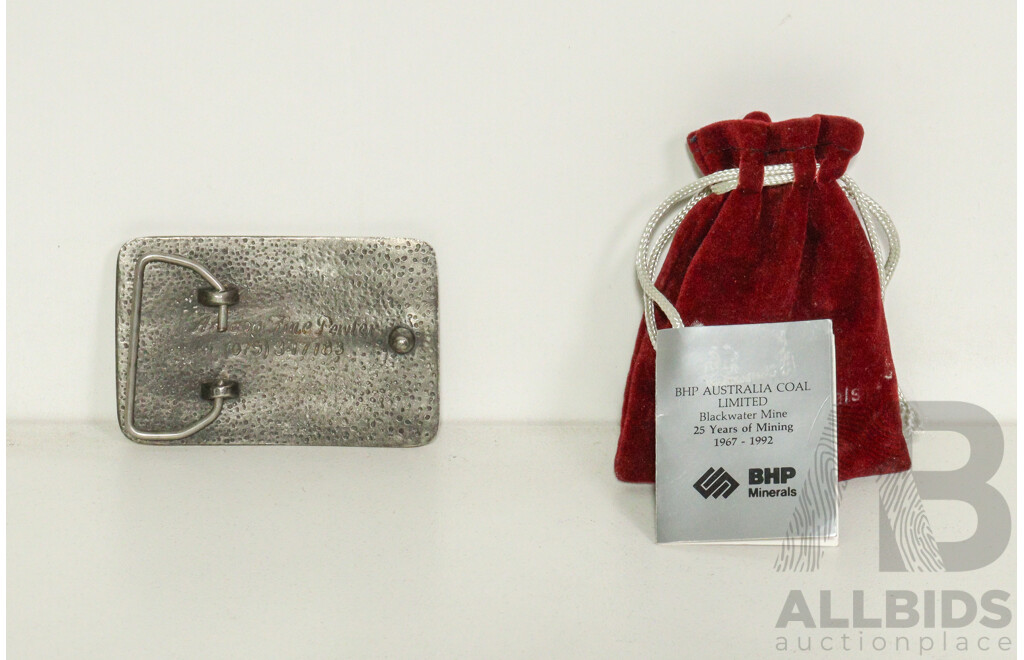 Pewter Belt Buckle From BHP Blackwater Mine '25 Years of Mining'