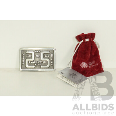 Pewter Belt Buckle From BHP Blackwater Mine '25 Years of Mining'