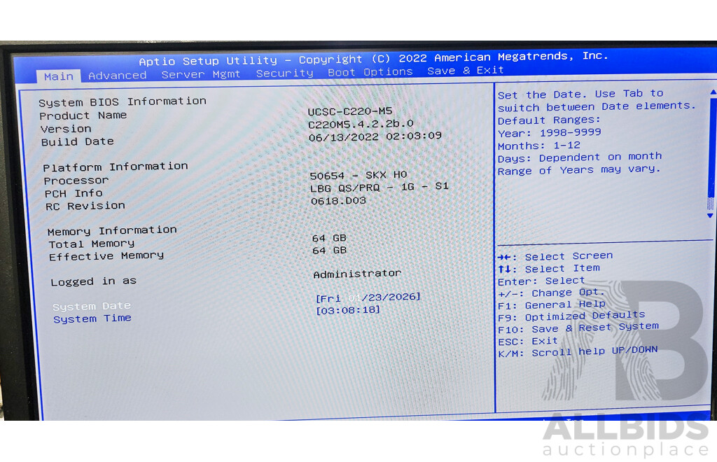 Cisco UCSC C220 M5 Dual Intel Xeon GOLD (6126) 2.60GHz-3.70GHz 12-Core CPU 1RU Server W/ 64GB DDR4