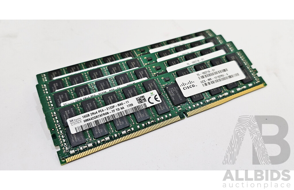 SK Hynix 16GB ECC DDR4 RDIMM RAM - Lot of Four