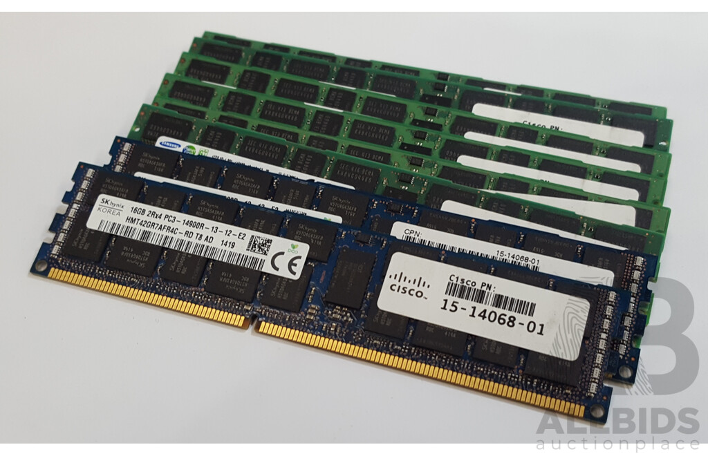 Assorted 16GB ECC DDR3 14900R RDIMM RAM - Lot of Eight