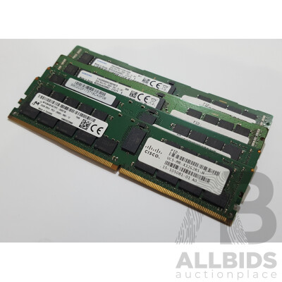 Assorted 32GB ECC DDR4 2666V RDIMM RAM - Lot of Four