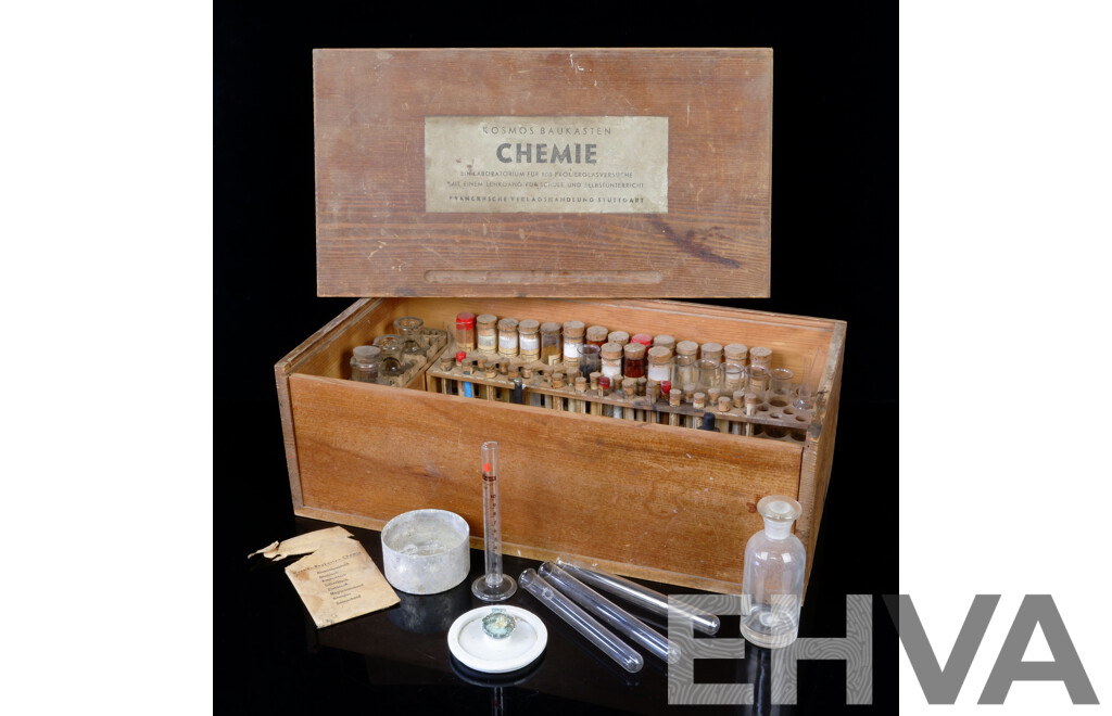 1930's Kosmos Experimental Chemistry Set in Timber Case, Made in Germany