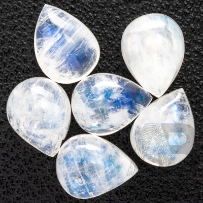 Moonstone, (6) Natural Unset Pear Cabochons, 10.90ct