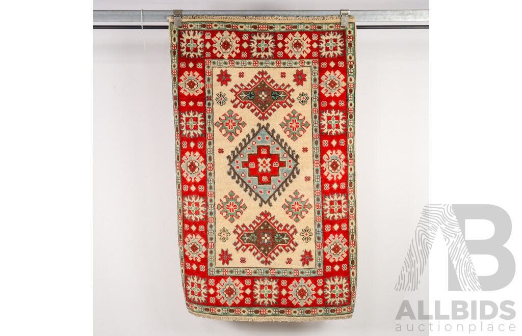 Small Pure Wool Hand Knotted Afghan Kazak