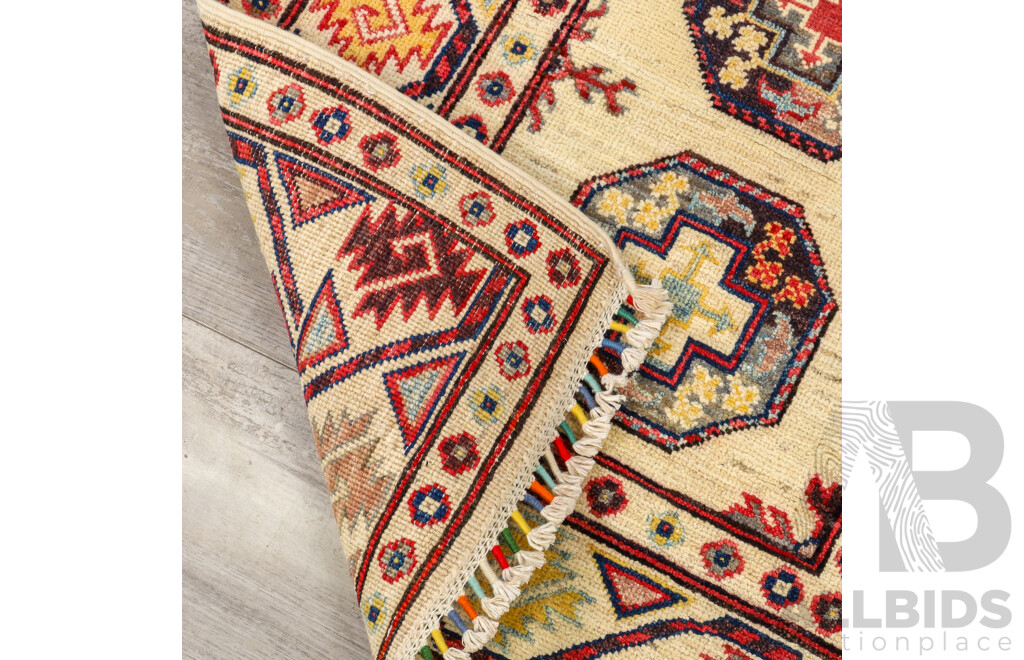 Hand Knotted Pure Wool Afghan Kazak