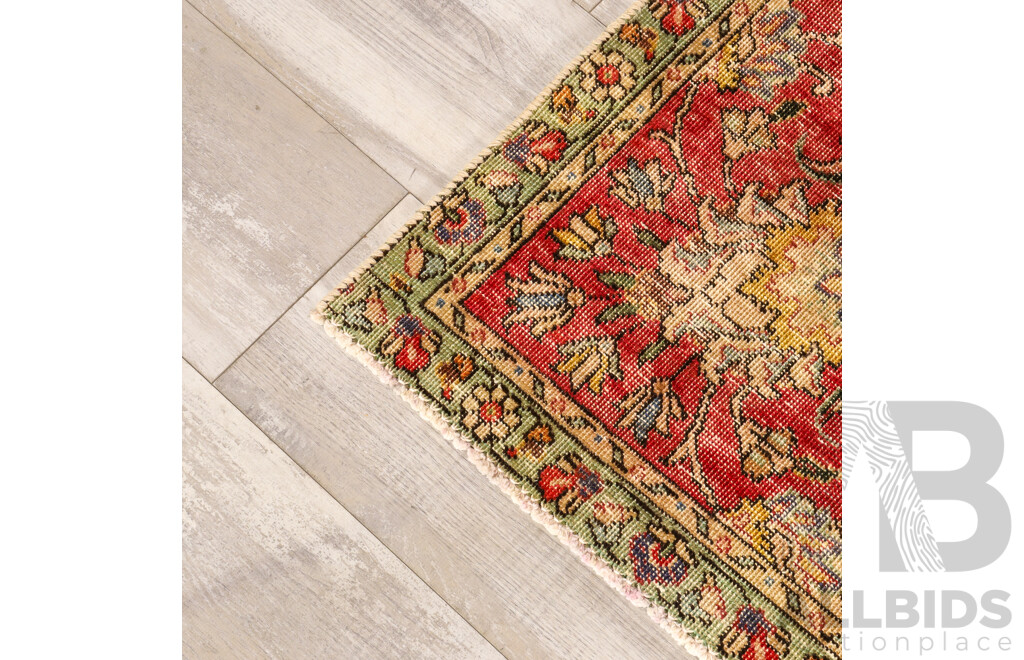 Hand Knotted Threadbare Persian Rug