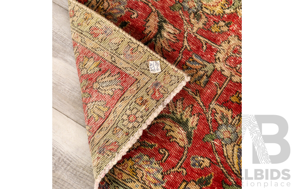 Hand Knotted Threadbare Persian Rug