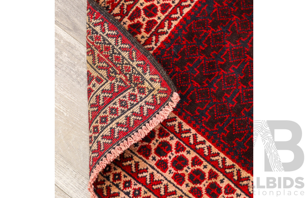 Hand Knotted Teimani Burgundy Rug