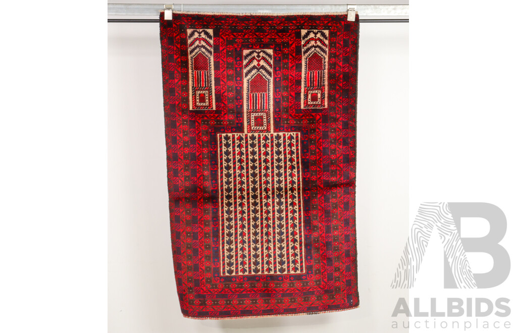 Hand Knotted Afghan Baluchi Prayer Rug