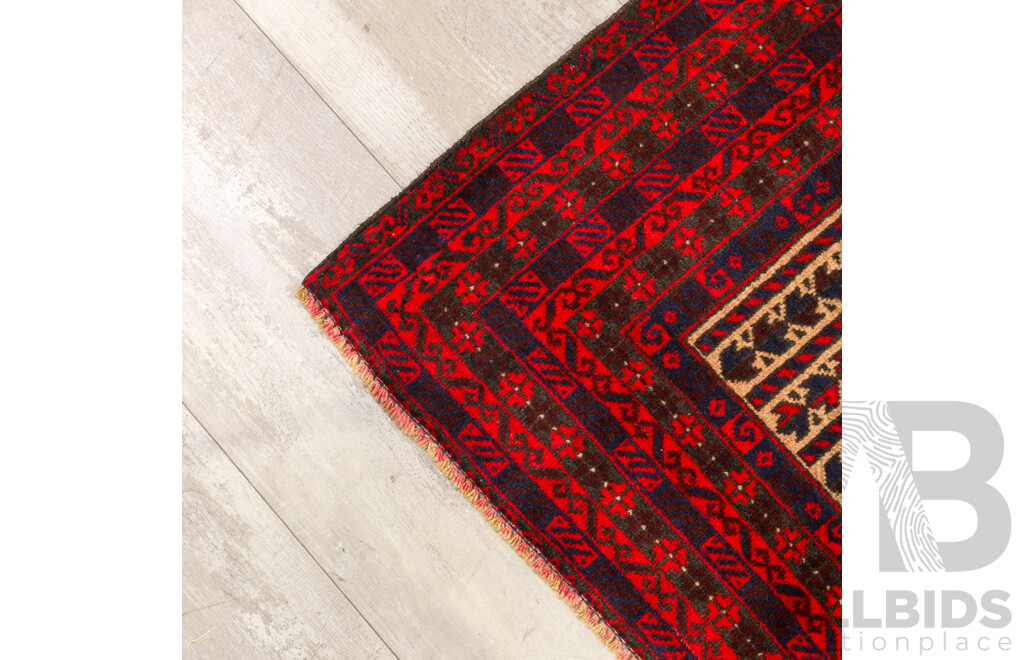 Hand Knotted Afghan Baluchi Prayer Rug