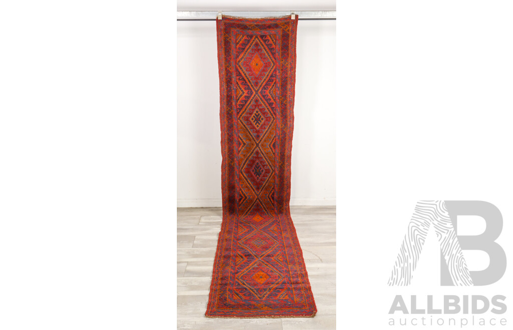 Hand Knotted Afghan Runner Rug