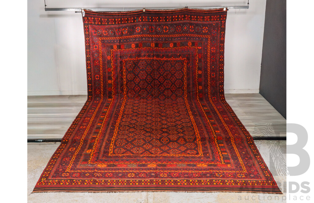 Large Hand Knotted Afghan Balochi Rug