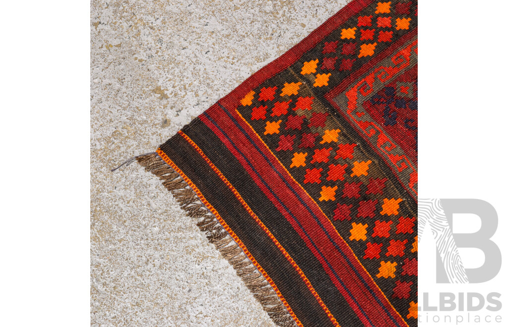 Large Hand Knotted Afghan Balochi Rug