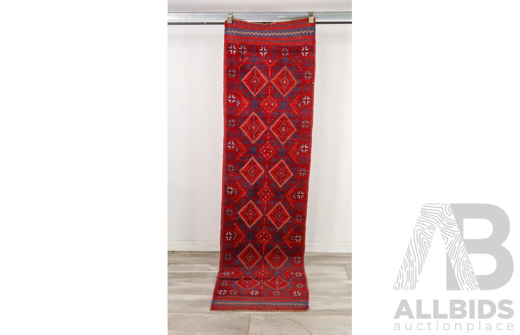 Hand Knotted Afghan Mishwani Runner Rug