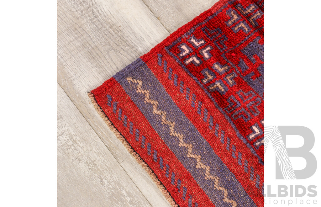 Hand Knotted Afghan Mishwani Runner Rug