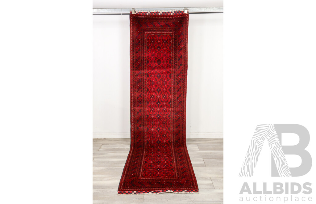 Hand Knotted Afghan Runner Rug