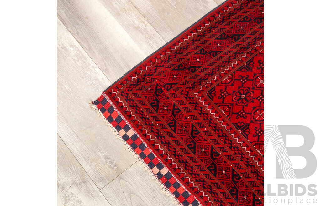 Hand Knotted Afghan Runner Rug