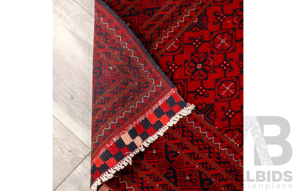 Hand Knotted Afghan Runner Rug