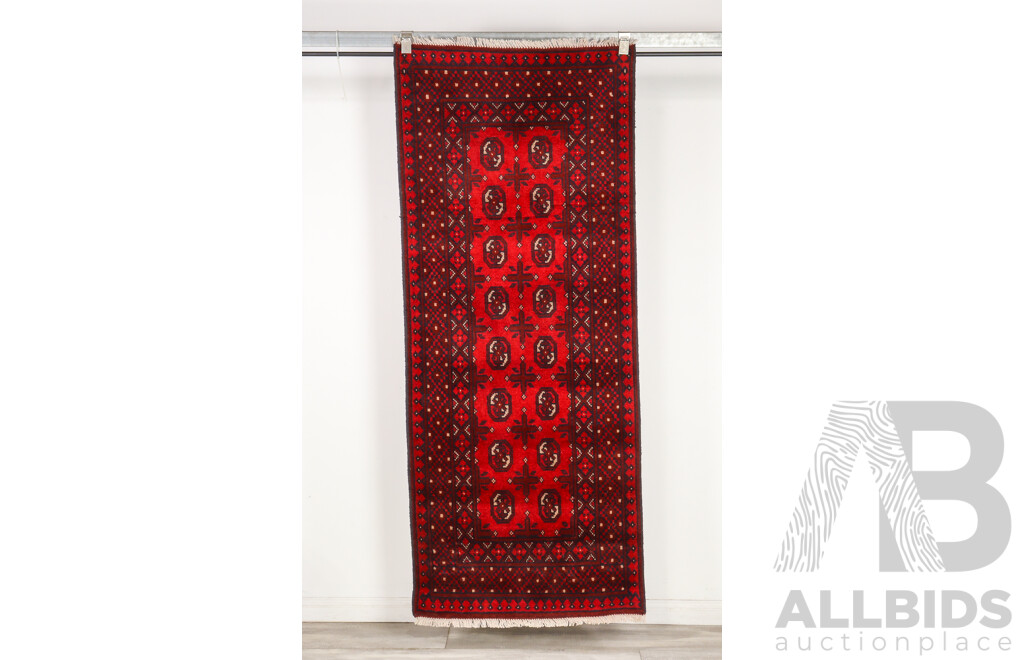 Hand Knotted Afghan Wool Runner Rug