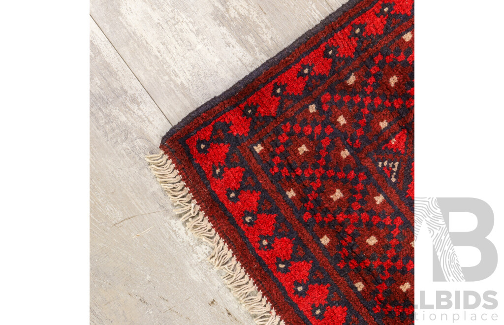 Hand Knotted Afghan Wool Runner Rug