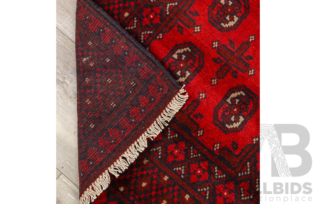 Hand Knotted Afghan Wool Runner Rug