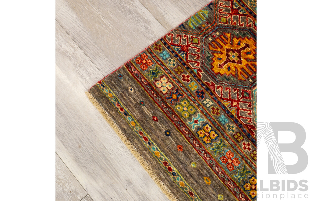 Hand Knotted Afghan Khorjin Runner Rug