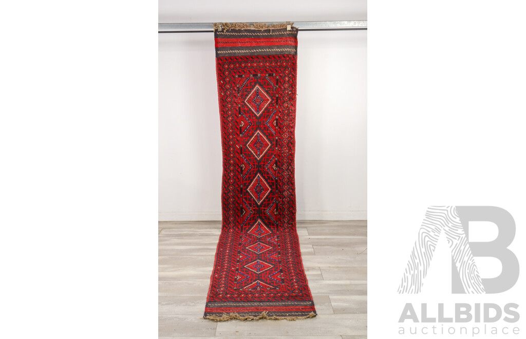 Hand Knotted Wool Afghan Runner Rug