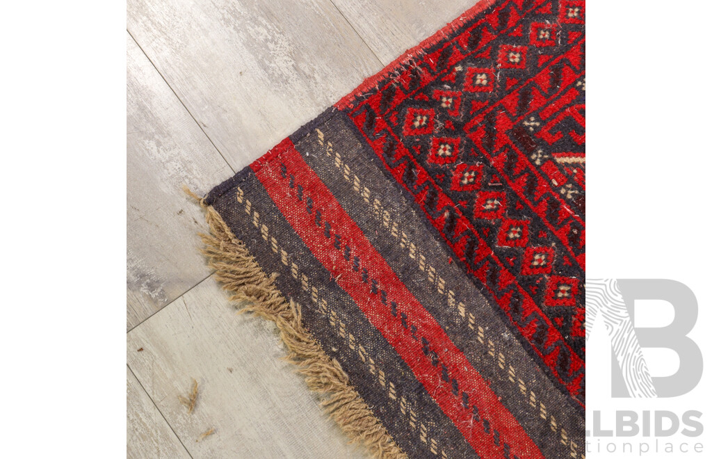 Hand Knotted Wool Afghan Runner Rug