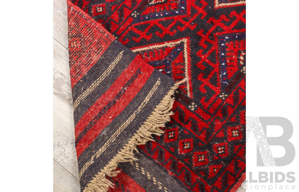 Hand Knotted Wool Afghan Runner Rug