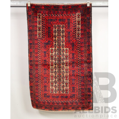 Hand Knotted Afghan Baluchi Prayer Rug