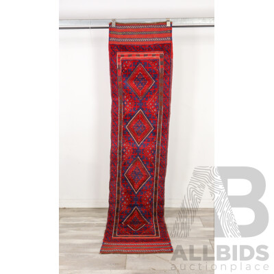 Hand Knotted Afghan Meshwani Runner Rug