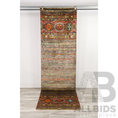 Hand Knotted Afghan Khorjin Runner Rug