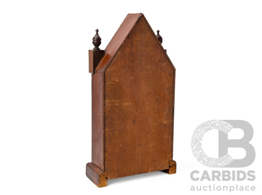 Antique Jerome & Co Steeple Mantle Clock in Walnut Veneer Case, Made in USA