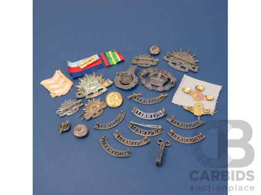 Collection of Australian Military Forces Badges, Buttons and Pins