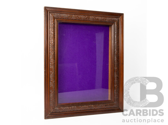 Two Timber Framed Display Cases with Fabric Backings