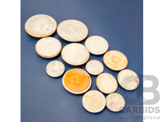Thirteen Australian Pottery Stoneware Canister and Pot Lids